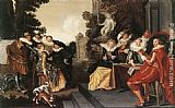 Dirck Paintings - Garden Party by Dirck Hals